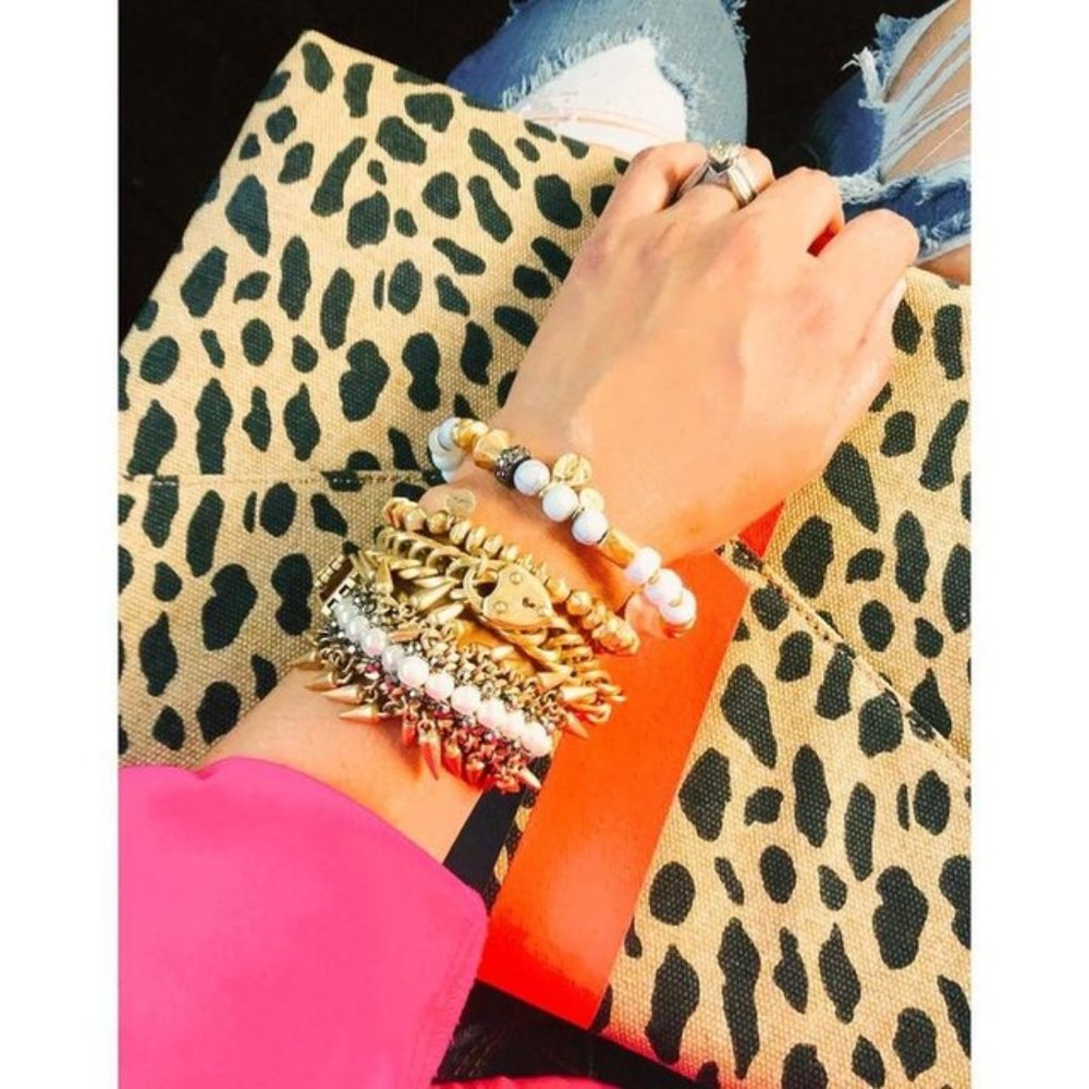 Stella & Dot | Chunky Link Vintage Gold Chain Link Heart Lock Bracelet